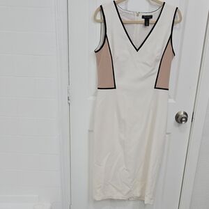 WHBM White, Tan & Black Dress